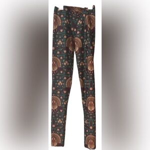 Girls thanksgiving holiday turkey Leggings with Floral Pattern